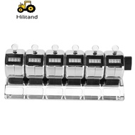 Hilitand Mechanical Counter Metal Manual Clicker 4&8209;Digit Conjoined 6 Units Tally EJ