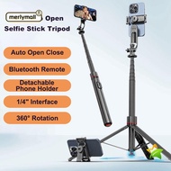 MERLYMALL Bounce Selfie Stick, Extendable Auto Pop Open Selfie Stick Tripod,  360° Rotation Remote U