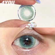 4YOU 1 Pair  Big Eyes Contact Lens Green Colored Lens Natural Soft Graded Lenses Yearly Use 14.5mm