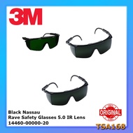 3m Black Nassau Rave Safety Glasses 5.0 IR Lens 14460-00000-20 Lathe Welding Glasses Original USA