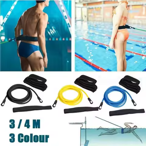 3M 4M Swim Resistance Training Belt Latex Elastic Band Pool Swim Training Safety Resistance Rope For