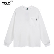 YOLO เสื้อสเวตเตอร์ OVERSIZE เสื้อสเวตเตอร์โอเวอร์ไซส์ สีฟอก เสื้อผ้าคอตตอน  แนวสตรีท 2406