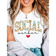 Social Worker Letter Print T-Shirt, Social Worker Apparel