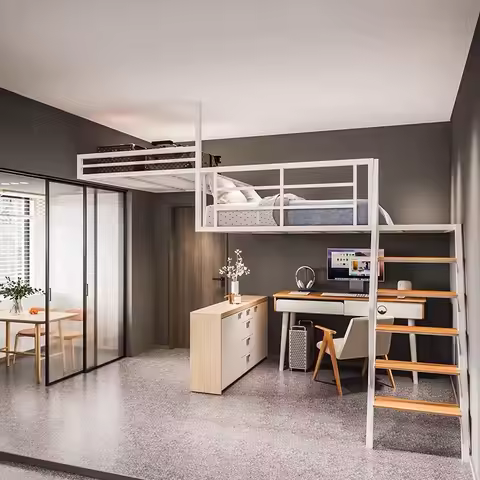 Loft bed shop compartment apartment duplex two-story elevated bed custom wall-mounted dormitory wrou