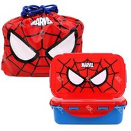 ♀高麗妹♀韓國 MARVEL Spider-Man 蜘蛛人樂扣蓋 方形便當盒.野餐餐盒2入&amp;束口袋(預購)