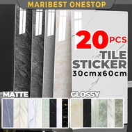 20PC 30CM X 60CM Marble Thicken Self-Adhesive Floor Tile Stickers Matte/Glossy Wearable Wallpaper Wa