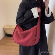Dumpling Casual Messenger Bag Large Capacity All-Match Lazy 2023 Japanese Style One-Shoulder Canvas 