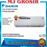 AC DAIKIN FTKQ 20 UVM4 RKQ 3/4 PK + PASANG R32 FLASH INVERTER LOW WATT