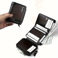 【Shop the Latest Trends】 Men's Wallet Fashion Pu Soft Wallet Holder Zipper Pocket Wallet Multi Walle