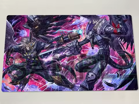 YuGiOh Digimon Playmat Tri-Brigade Shuraig The Ominous Omen VS Beelzemon TCG CCG Mat Trading Card Ga