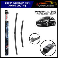 Peugeot 207 [A7] Year 03.2007-02.2011 A978S Bosch Aerotwin Flat Windscreen Wiper Set (26/17")