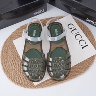 【New Arrivals】2023 New Melissa Color-blocking Weaving Spider Retro Super Soft Baotou Roman Sandals Jelly Shoes