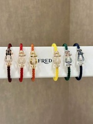 【香港直供高定版】V金FRED斐登風格馬蹄扣鋼繩手鏈 情侶通用款 生日禮物首選