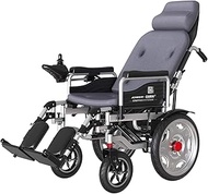Lightweight for home use Electric Wheelchair with Headrest High Back Lying Electric Foldable Wheelchairs with Dual Motor Electric Power Or Manual Manipulation Adjustable Backrest And Pedal