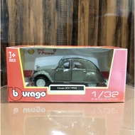 Diecast burago citron 2cv (1952) grey 1/32