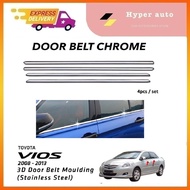 Toyota Vios 2008-2012 Chrome Door Belt Moulding Window Trim 4pcs vios accessories