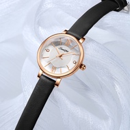 Sunlifex Jam Tangan Wanita Berlian Anti Air Tali Kulit Kuarsa Jam Tangan Cewek