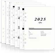 2025 A5 รายสัปดาห์และรายเดือน Binder Refill Insert - 5.8 "x 8.3" 100GSM กระดาษ 6 รูเจาะสําหรับรีฟิล