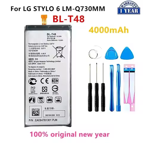 Original BL-T48 4000mAh Battery For LG STYLO 6 LM-Q730MM BL T48 Mobile phone Batteries+Tools