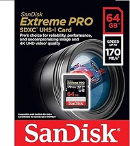 SanDisk SDSDXXY-064G-GN4IN Extreme Pro 64GB SDXC UHS-I U3 V30 (Up to 170MB/s Read, 90MB/s Write) Memory Card, Black