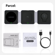 LAMJAD 3 In 1สถานีที่ชาร์จพับเก็บได้แม่เหล็กที่ชาร์จแบบไร้สายแผ่นชาร์จอย่างเร็วไร้สาย15W ใช้ได้กับ i