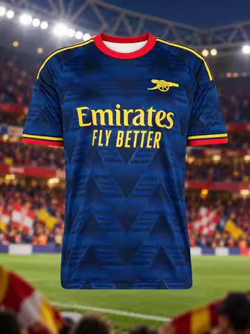 Arsenal 26-27 Away Soccer Jersey Blue Geometric Men Crew Neck Short Sleeve Fan Match Training