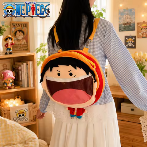 One Piece Luffy Backpack 33cm Character Shoulder Bag Crossbody Bag Adjustable Strap Anime School Tra
