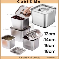 C&M 12/14/16/18cm Kotak Penyimpanan Keluli Petak / Square Stainless Steel Storage Container