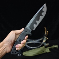 มีดเดินป่า​ วัสดุใบมีด: DC53 ความแข็ง​ 60​+-2​HRC​  ด้ามจับ​ ไนลอน​ไฟเบอร์​ก​ลาส​  ซอง​kydex