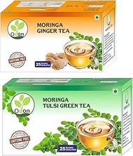 ODON NATURAL Moringa Ginger Tulsi Herbal Green Tea | 25 Tea Bags | Ayurvedic Immunity Booster & Dige