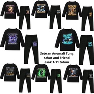 Anomali Tungtung Sahur Boneca Ambalabu Italian Brainrot Long Sleeve Shirt Set Baju Budak Lelaki Baju