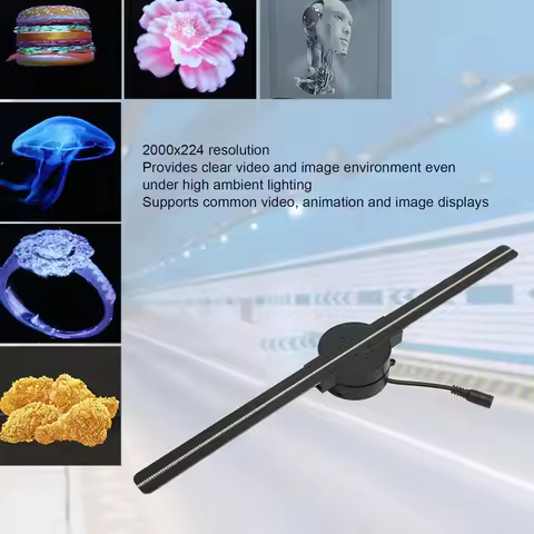 3D Hologram Projector Clear 3D Hologram Fan WiFi Projector 2000x224 for Store for Advertising