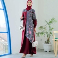 Baju Gamis Batik Wanita Modern Dress Muslim Batik Kondangan Pesta