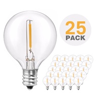 25PCS G40 1W LED String Lights Replacement Bulb E12 220V  Warm White 2700K LED Lamps Replace G40 5W 