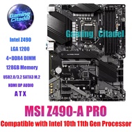 Used MSI Z490-A PRO ATX DDR4 Motherboard Compatible with Intel 10th 11th Gen Processors Tested