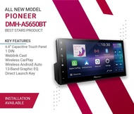 PIONEER DMH-A5650BT หน้าจอ 6.8 นิ้ว หน้าจอสัมผัส เชื่อมต่อ Apple CarPlay Android Auto แบบไร้สาย