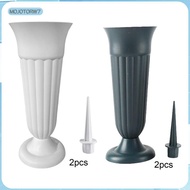 [mojotorw7] Flower Vase with Stake and Plastic Base Artificial Flowers Cemetery Vases with Spikes Ce