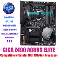 Used GIGABYTE Z490 AORUS ELITE DDR4 ATX Z490 LGA 1200 Compatible with Intel 10th 11th Gen Processors