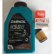DashOil High Performance H500 4T 15w50 1L Semi Synthetic SP Motorcycle Engine Oil Minyak Hitam