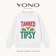 YONO Women's Oversize Sweater Tanned Tipsy Pattern Bright Color Letters Vintage Long Sleeve Shirt Y2