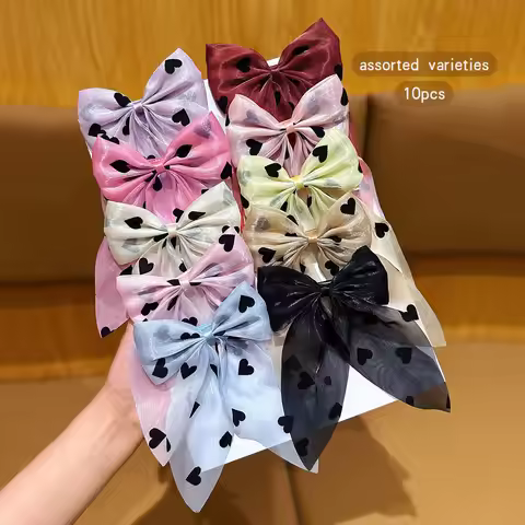 10 colors of random heart-shaped bow hair clip
