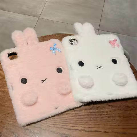 Plush Miffy Rabbit 3D Tablet case For 10th 11th iPad Pro 2024 2025 12.9 13inch iPad 11 A16 Air 3 4 5