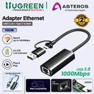 UGREEN USB 3.0 + Type C to LAN RJ45 Ethernet Speed Adapter 1000mbps 15638