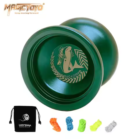 MAGICYOYO N12 Shark Metal Yoyo Unresponsive Bearing Yoyo Ball with 5 Ropes Sand Blasted Finish Workm