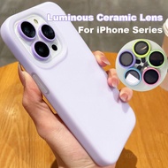 Luminous Metal Ring Ceramic Camera Lens Tempered Glass Protector For iPhone 15 Pro Max 11 12 14 Plus 13 Mini