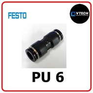 Air Tac Tube-to-Tube Pneumatic Fitting Push In 6 mm to Push In 6 mm, PU Series, 14 bar PU 4 -vtechau