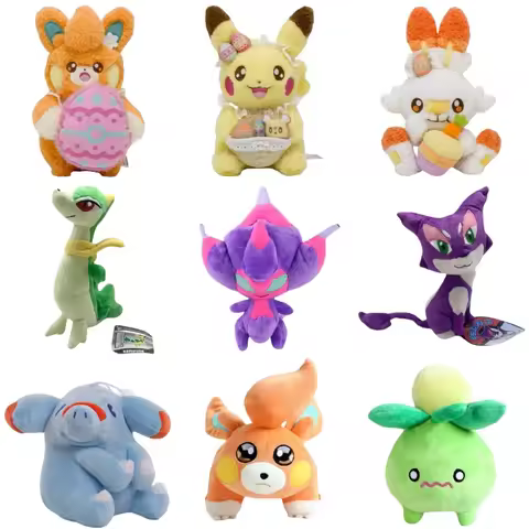 Kawaii Pokemon Pikachu Plush Lovely Scorbunny Pawmi Smoliv Servine Poipole Peluche Cute Toys Hobbies