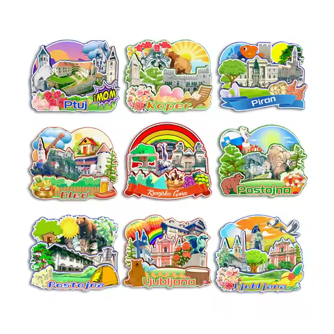 Ljubljana Postojna Bled Piran Koper Ptuj Kranjska Gora SLOVENIA Fridge Magnet Travel Souvenir Gift