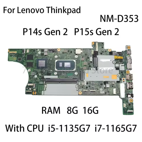 Laptop Motherboard NM-D353 For Lenovo Thinkpad P14s Gen 2 P15s Gen 2 With CPU i5 1135G7 i7 1165G7 DI