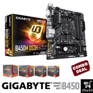 GIGABYTE B450M-DS3H AMD MOTHERBOARD + AMD RYZEN CPU COMBO PROMO